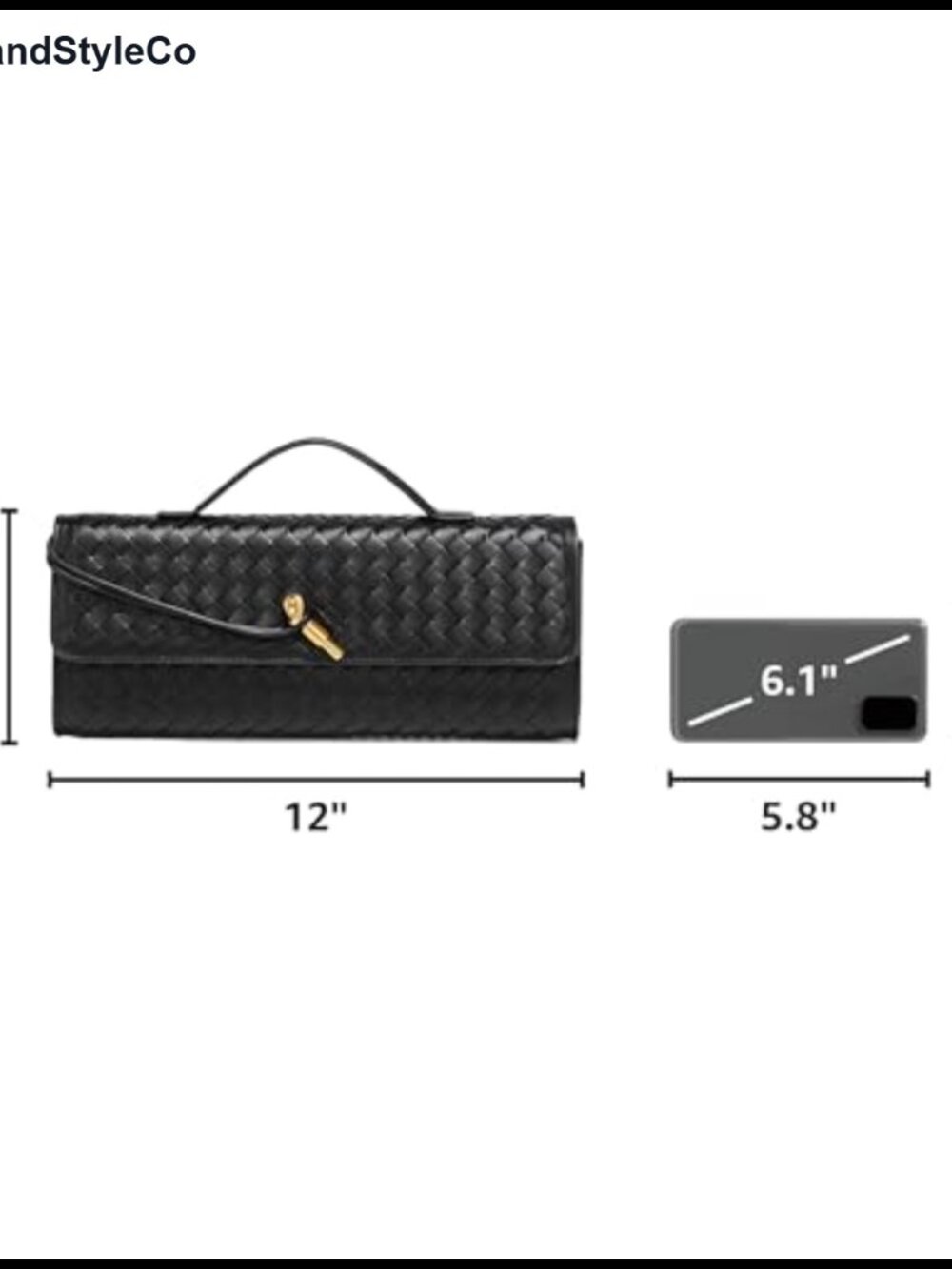 Woven Handbag for Women PU Leather Evening Clutch Crossbody Shoulder Bag - Picture 2 of 5